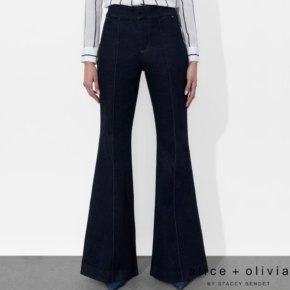 Alice + Olivia Navy Flare Jeans - Picture 4 of 5